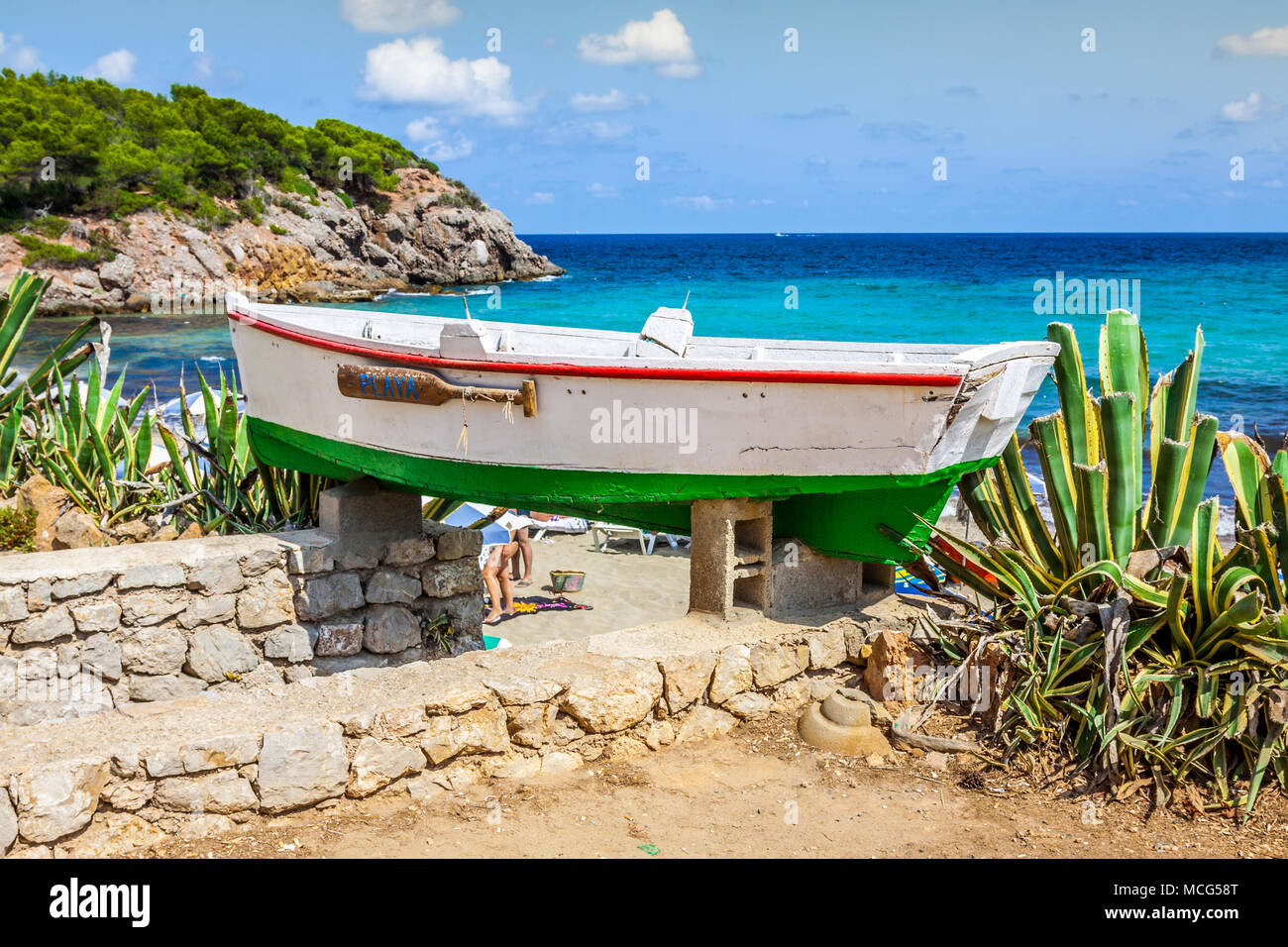 Cala Nova beach in Ibiza island in Balearic Mediterranean Stock Photo ...