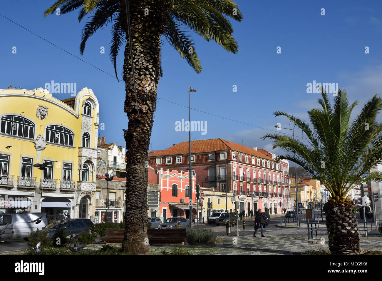 Av. Jaime Rebelo ( City Center ) Setubal - Portugal, Portuguese. Stock Photo