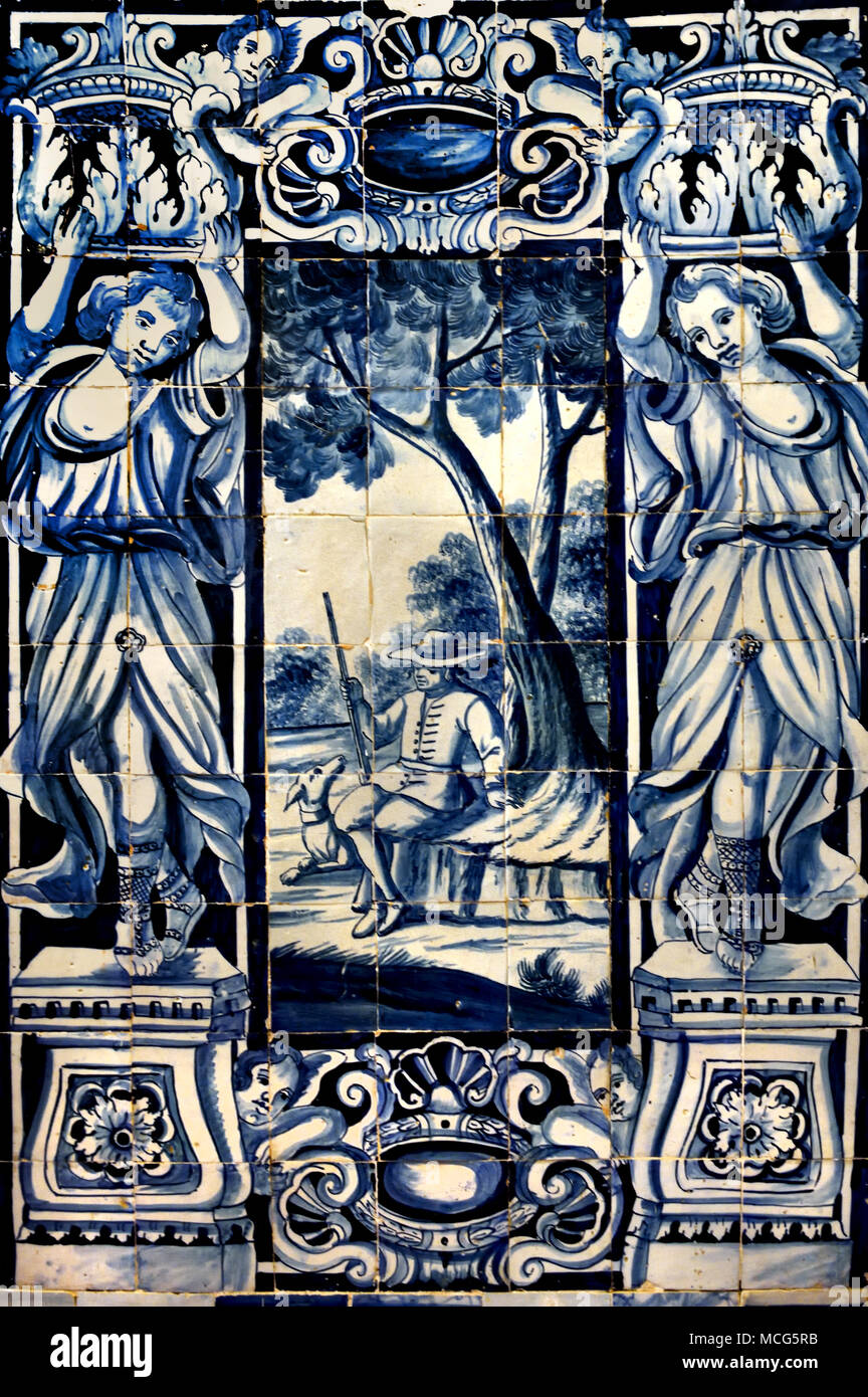 Casa do Corpo Santo - Museu do Barroco Museum Setúbal Municipality, Portugal.( Panel with azulejos tilework,  ) Stock Photo
