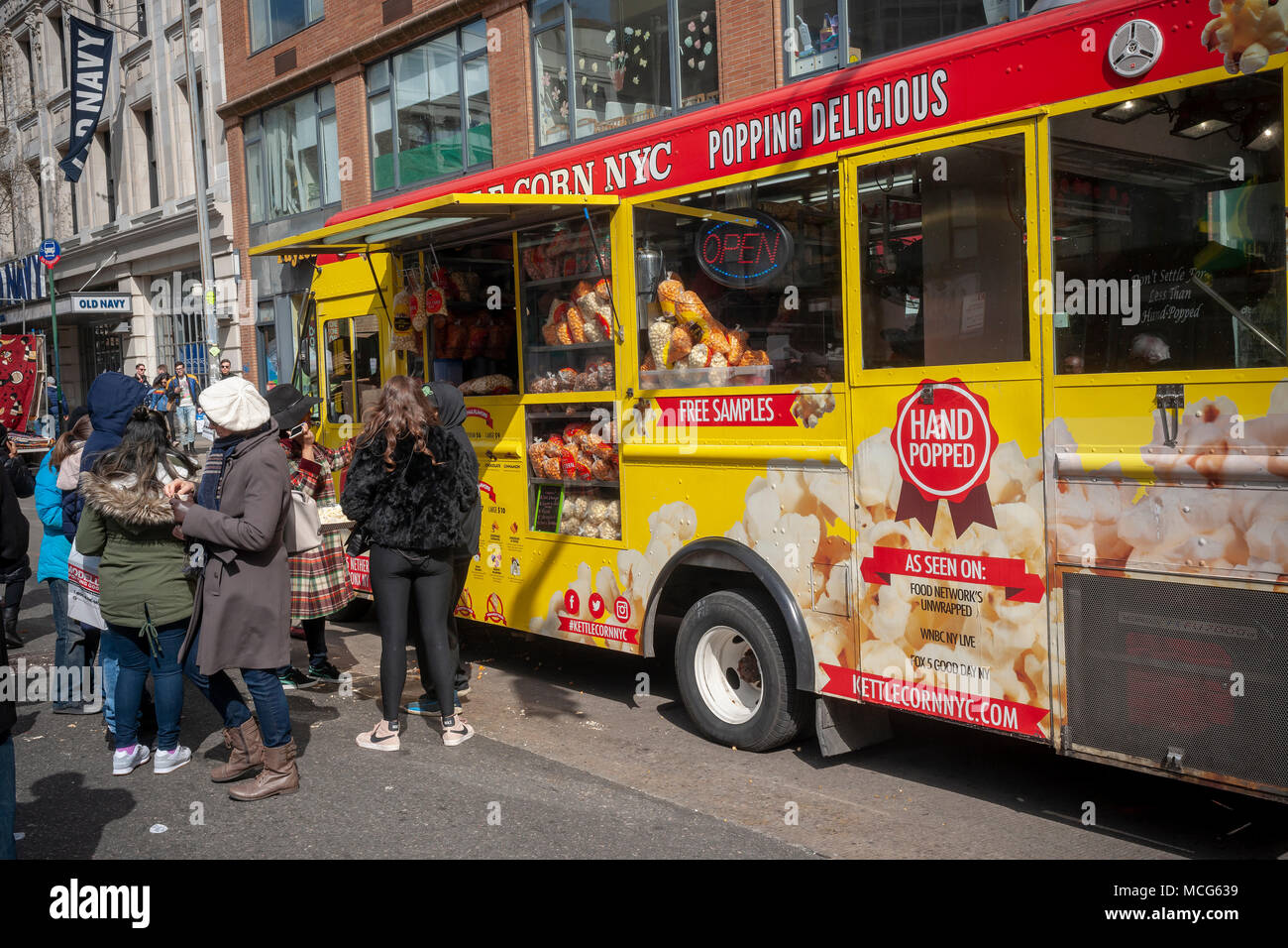 Kettle Corn popcorn truck on Sixth Avenue during one of the first