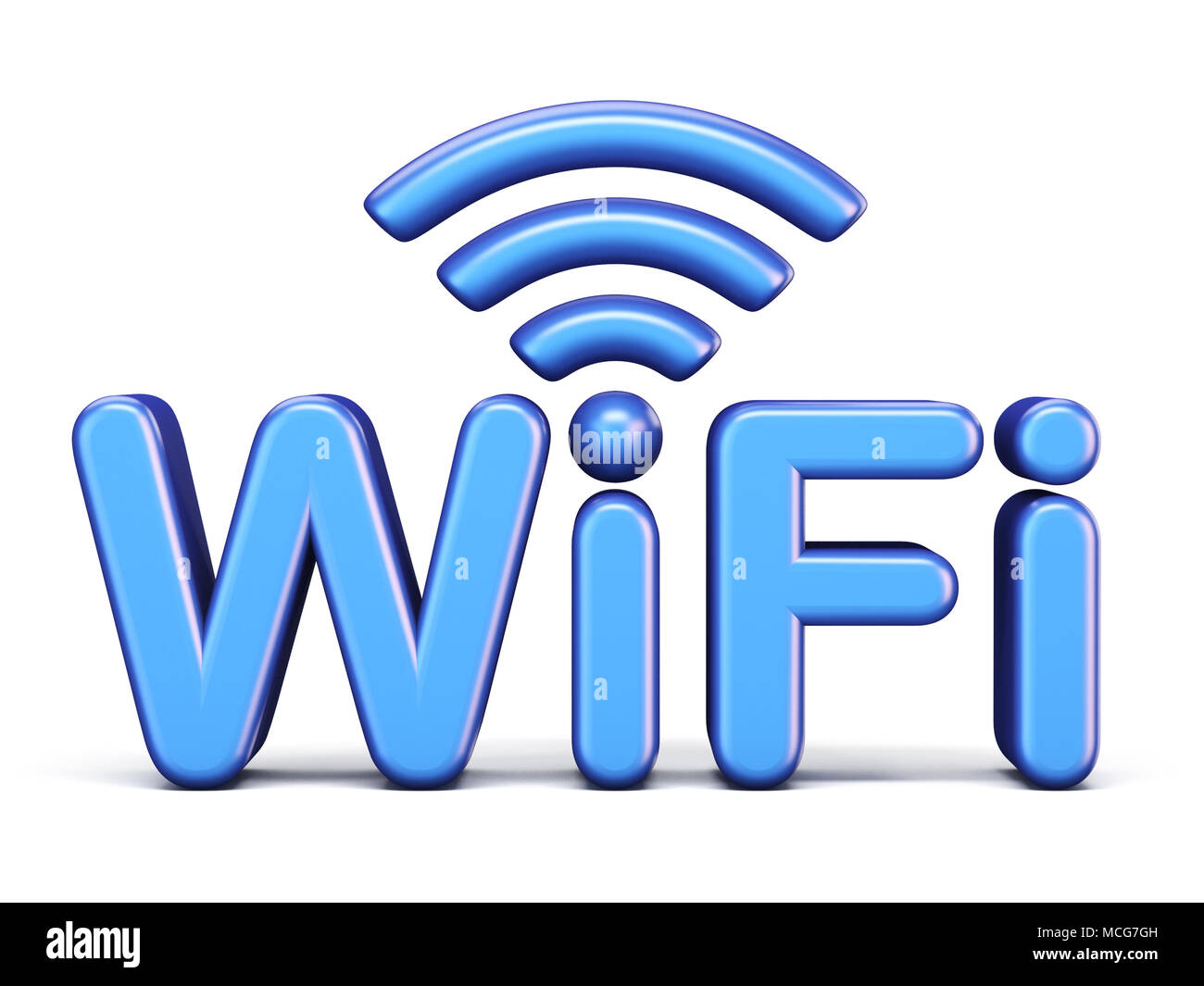 Blue WiFi symbol 3D render illustration isolated on white background Stock Photo