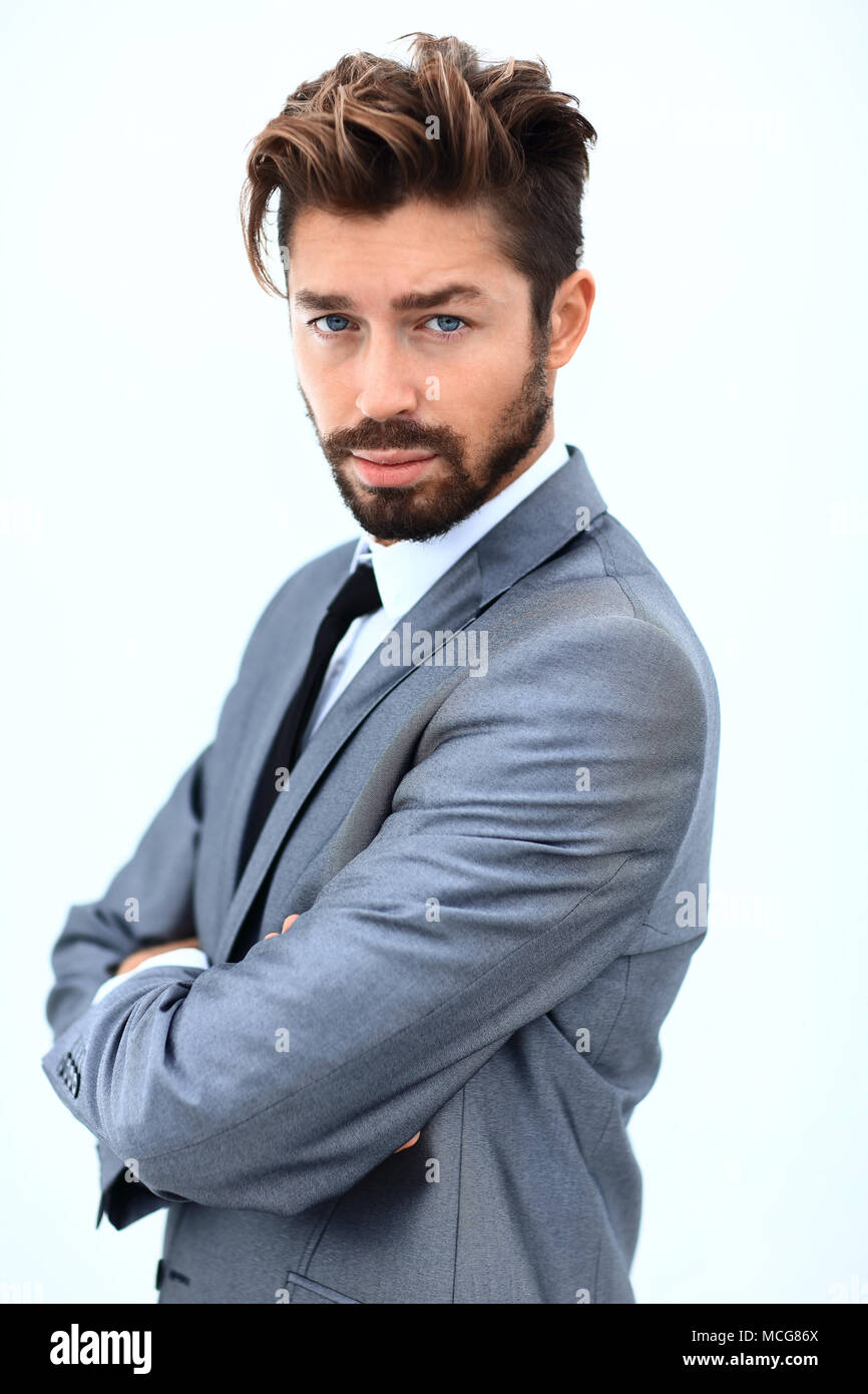 Portrait of a handsome man, isolated over a white background Stock ...