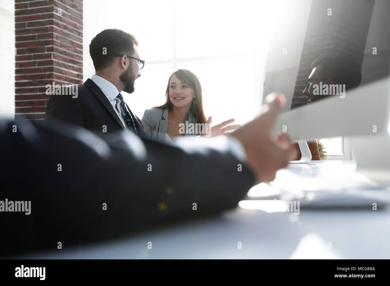 business background.business team talking Stock Photo - Alamy