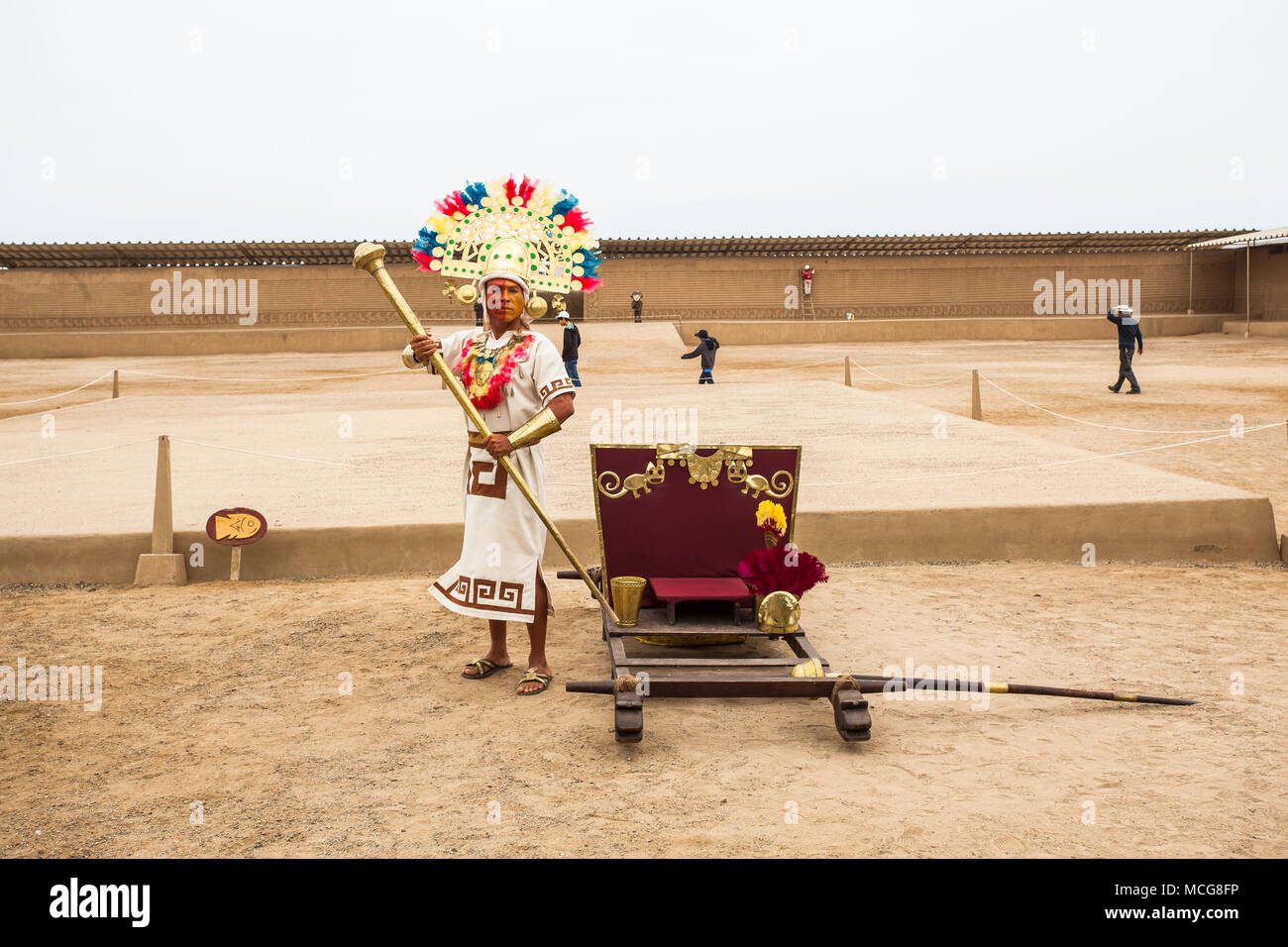 TRUJILLO, PERU - August 3: Representation of the great lord Chimu, pre ...