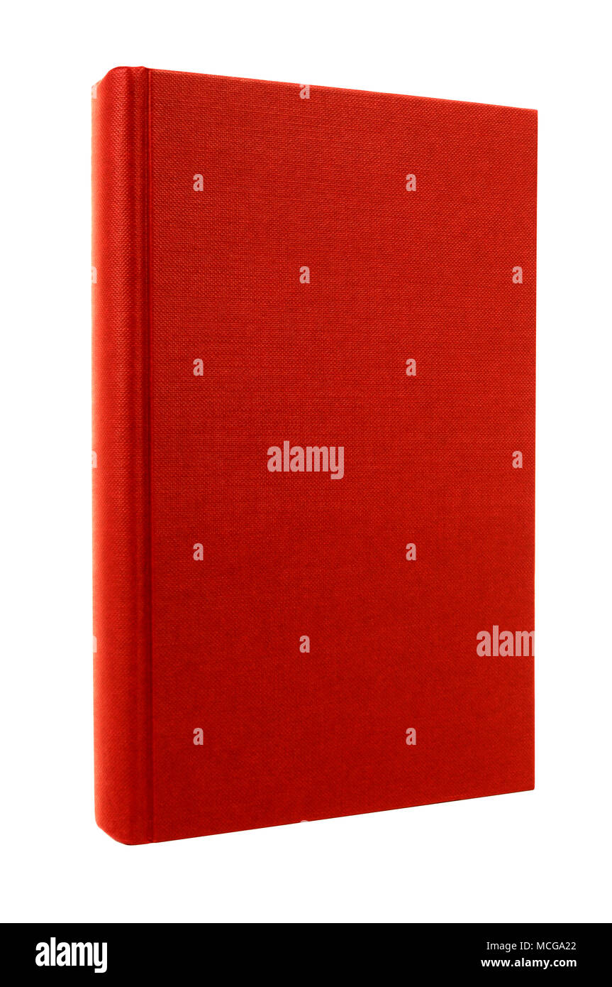 Red hardcover book front cover upright vertical isolated on white Stock Photo