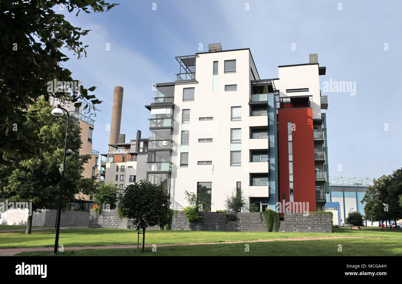 View of Cityscape with modern architecture Apartment Building at Helsinki Stock ...