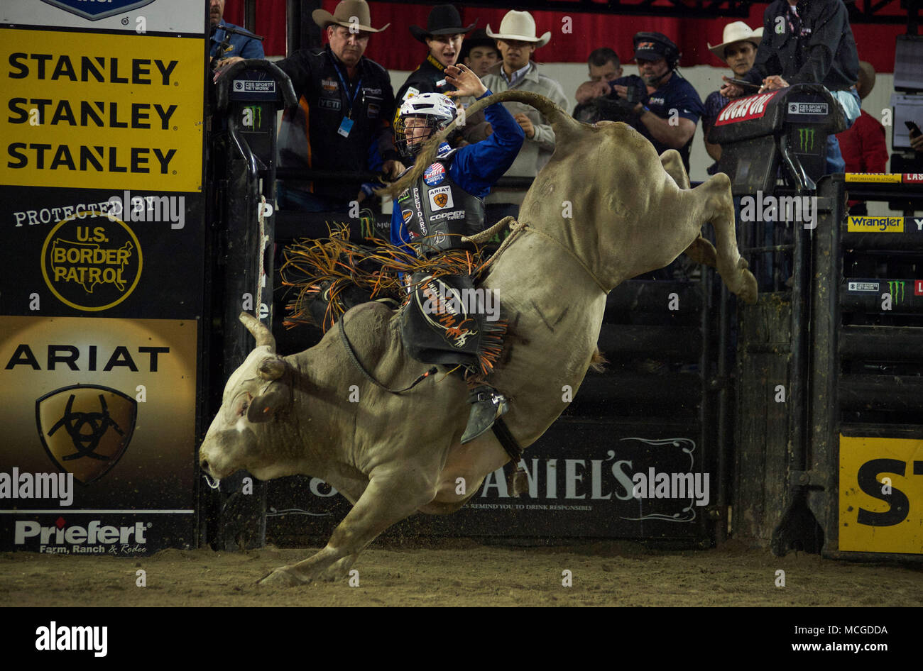 Tacoma, Washington, USA. 15th Apr, 2018. Bull rider COOPER DAVIS rides ...