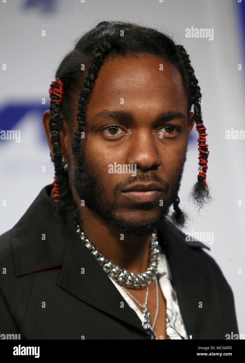 April 11, 2018 - (File Photo) - Kendrick Lamar was awarded the 2018 Pulitzer Prize in Music for his fourth studio album, DAMN. PICTURED: August 27, 2017 - Los Angeles, California, U.S. - KENDRICK LAMAR at the 2017 MTV Video Music Awards held at The Forum. Credit: F. Sadou/AdMedia/ZUMA Wire/Alamy Live News Stock Photo