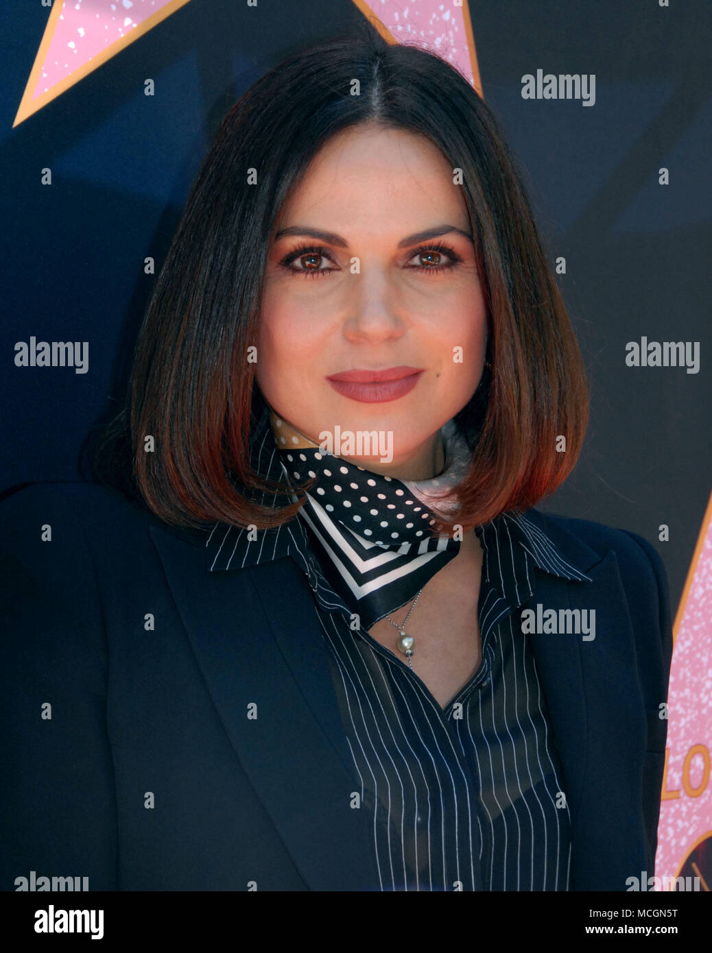 BEVERLY HILLS, CA - APRIL 16: Actress Lan Parrilla attends post reception luncheon for Eva Longoria Star on Walk of Fame on April 16, 2018 in Beverly Hills, California. Photo by Barry King/Alamy Live News Stock Photo
