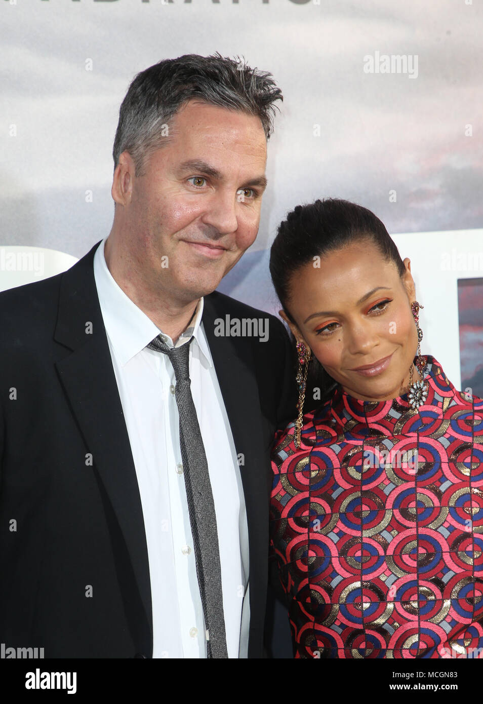 HOLLYWOOD, CA - APRIL 16: Ol Parker, Thandie Newton, at the season 2 premiere of HBO's Westworld at the Cinerama Dome in Hollywood, California on April 1r, 2018. Credit: Faye Sadou/MediaPunch Stock Photo