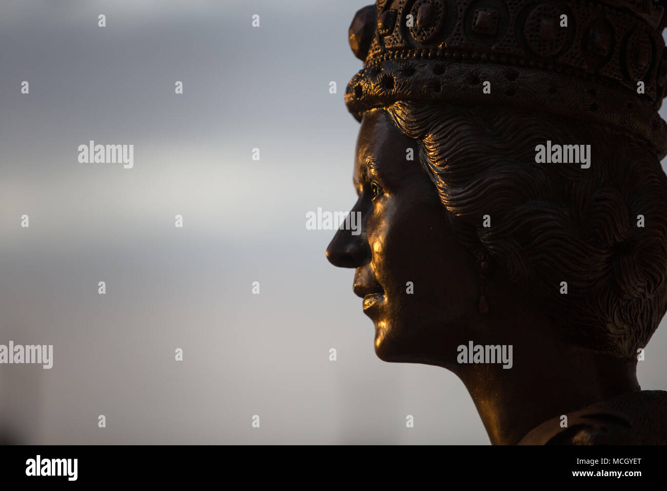 Portrait bust of Queen Elizabeth II, in Port Moresby, Papua New Guinea, on 4 December 2017. Stock Photo