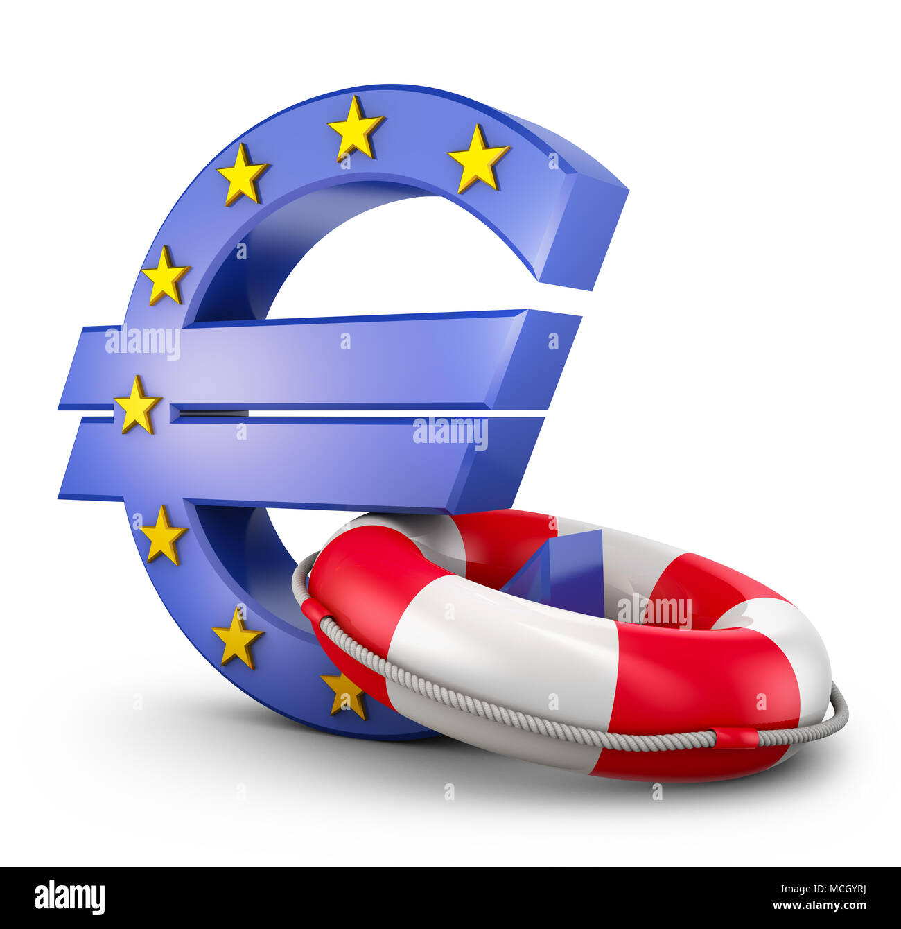 Euro sign and lifebuoy on a white background. 3d rendering Stock Photo ...