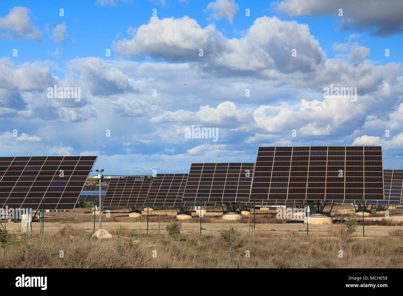Power plant with photovoltaic panels, for solar energy production Stock ...