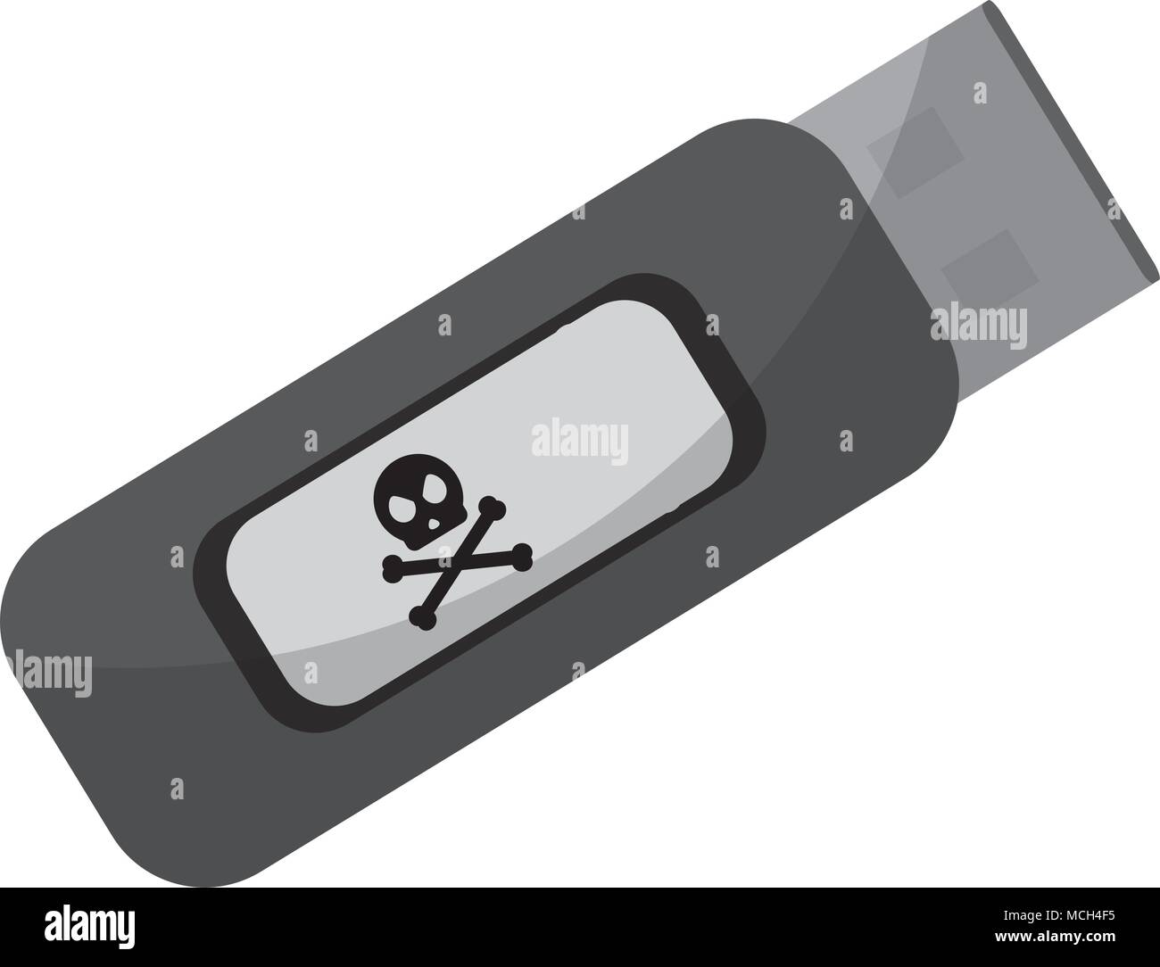 memory usb technology with danger skull vector illustration Stock Vector