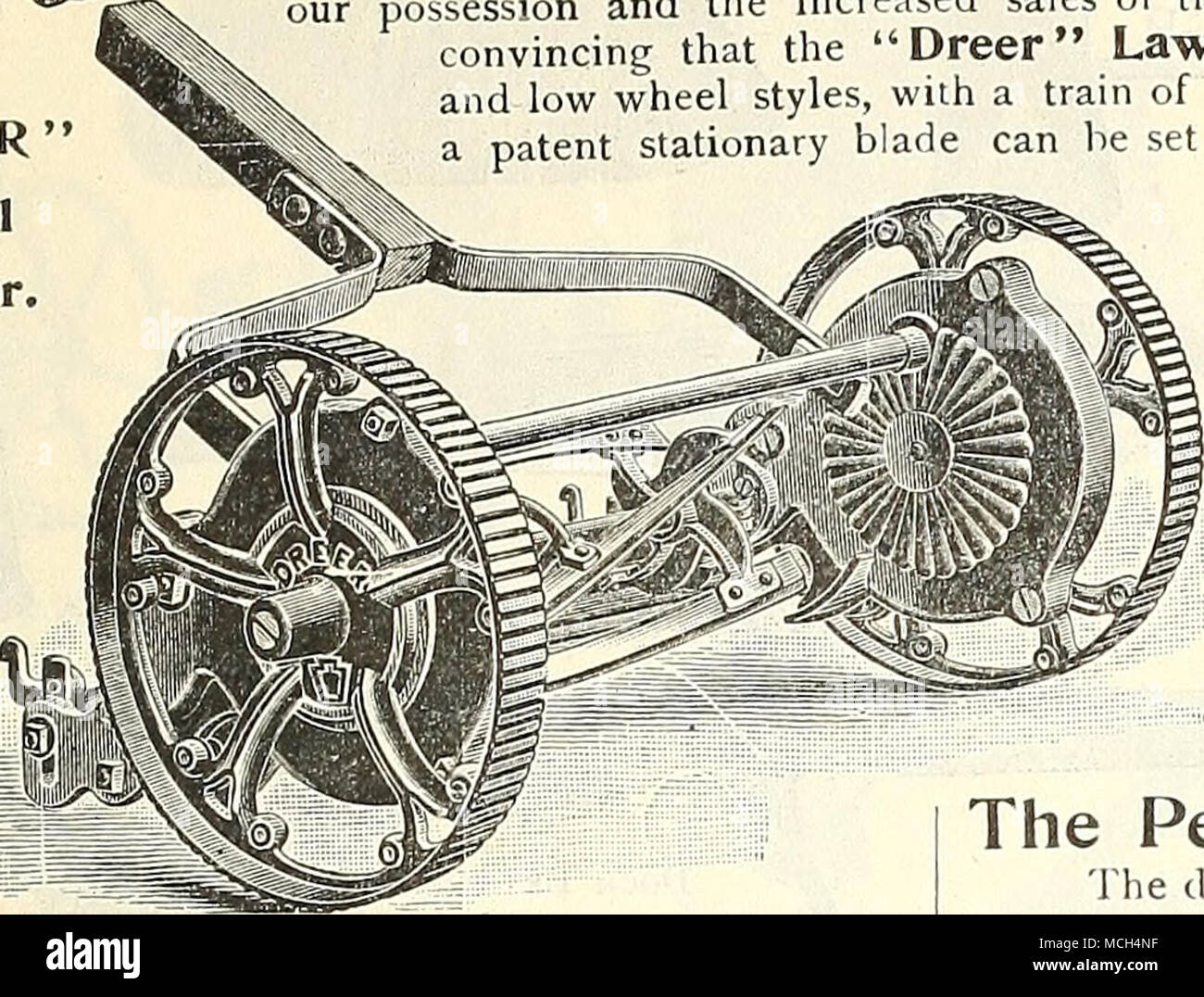 . For full description of Mowers,Tools and Implements, see Dreer's Tool Catalogue. Mailed on application. Prices of the »« Dreer &quot; High-Wheel flower. 15-inch cut, 4 blades, $8 50; 5 blades 19 50 17 &quot; 4 &quot; 9 50; 5 &quot; 10 50 19 &quot; 4 &quot; 10 50; 5 &quot; 11 50 21 &quot; 4 &quot; 11 50; 5 &quot; 12 50 Prices of the &quot; Dreer&quot; Low=Wheel Mower. 12inch $6 00; 16-inch $7 50 14 &quot; 7 00; 18 &quot; 8 50 Grass Catchers for the &quot; Dreer &quot; Mowers. 12-inch, $1.40; 14-inch, $1.50 ; 16-inch, $1.60 ; 18-inch, $1.70; 15-inch, $1.60; 17-inch, $1.70; 19-inch, $1 80; 21-i Stock Photo