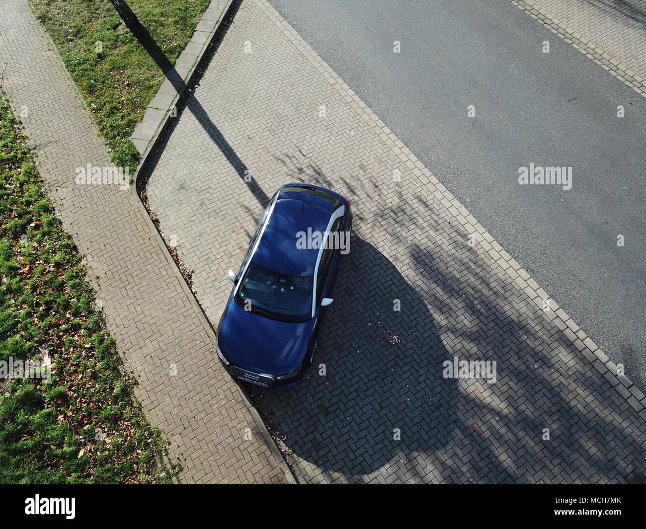 Car Audi A1 from above Stock Photo