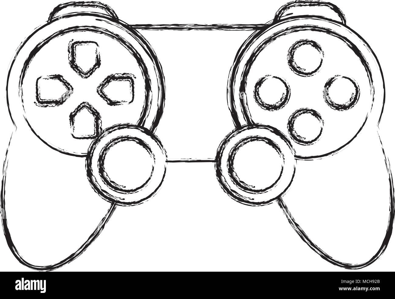 grunge videogame controller play console object vector illustration ...
