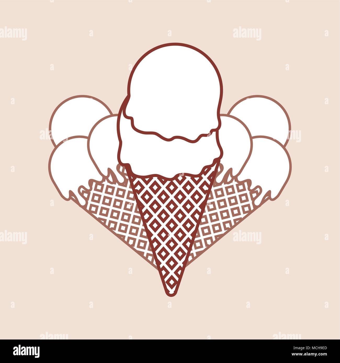 ice cream cones over brown background, vector illustration Stock Vector ...