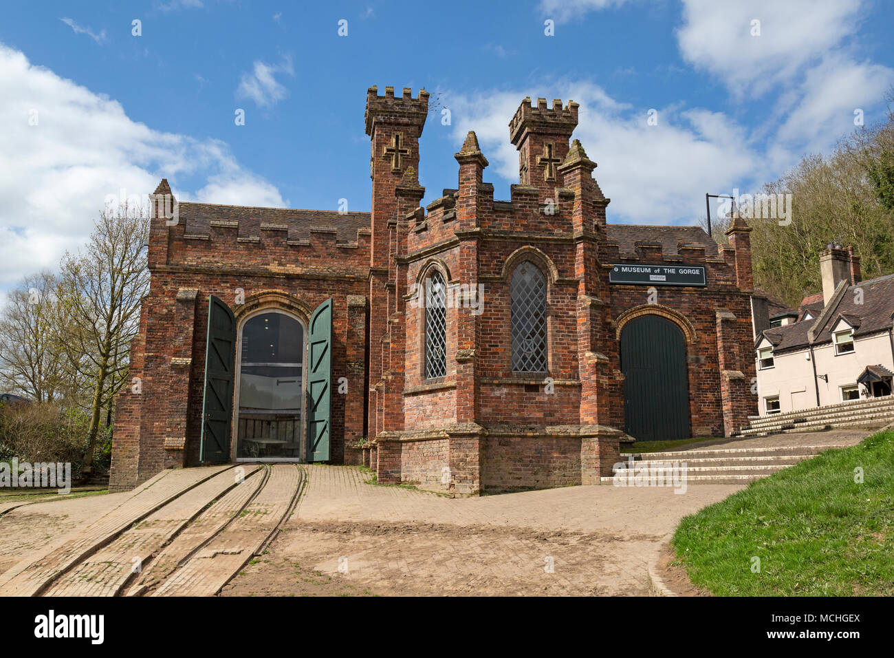 The Museum of the Gorge, originally the Severn Warehouse, one of the ten museums of the Ironbridge Gorge Museum Trust in Shropshire, England. Stock Photo