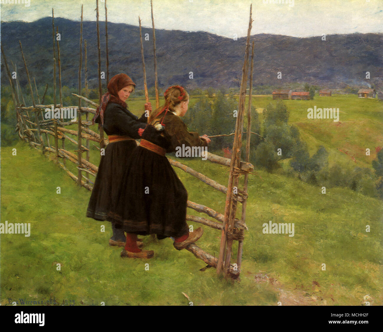 Telemark Drawing Girl From Telemark Stock Photo - Alamy