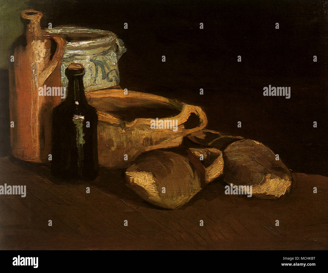 Still Life with Clogs and Pots Stock Photo