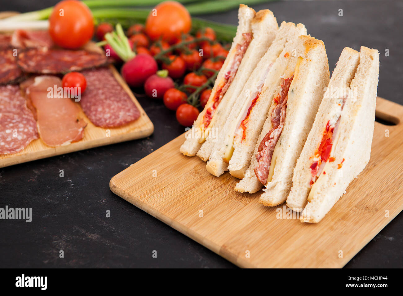 Delicious fresh club sandwiches Stock Photo - Alamy