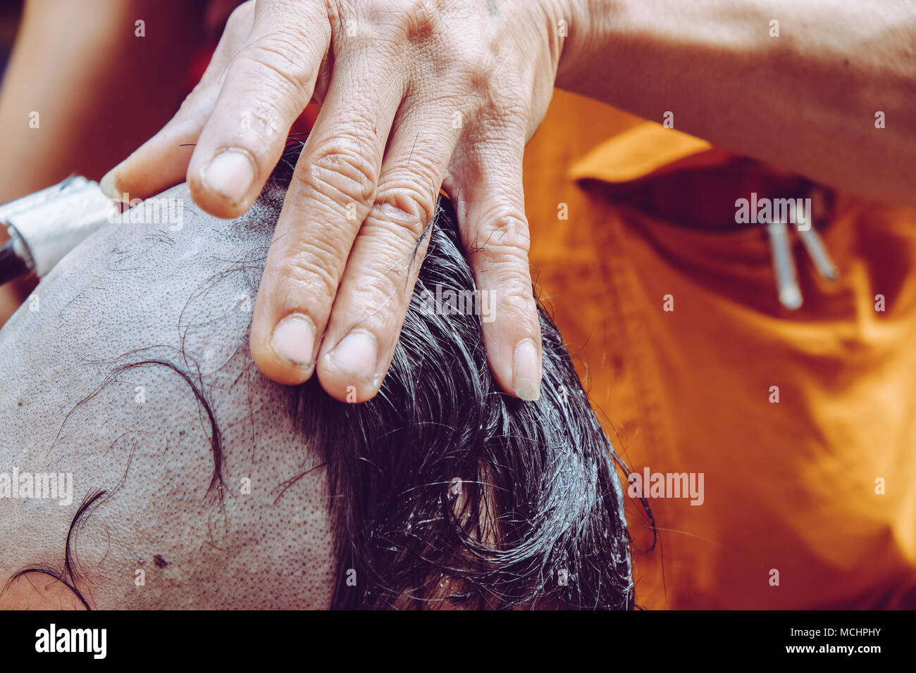The ceremony of shaving the hair, Buddhist Ordination Stock Photo - Alamy