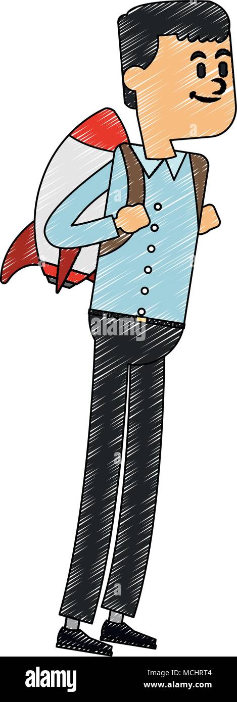 Businessman flying with jetpack scribble Stock Vector Image & Art - Alamy
