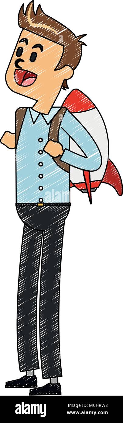 Businessman flying with jetpack scribble Stock Vector Image & Art - Alamy