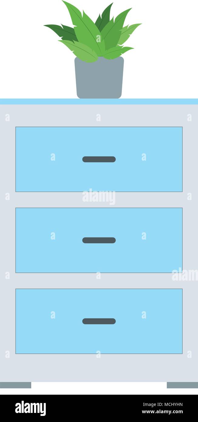 File Cabinet With Plant Stock Vector Art Illustration Vector
