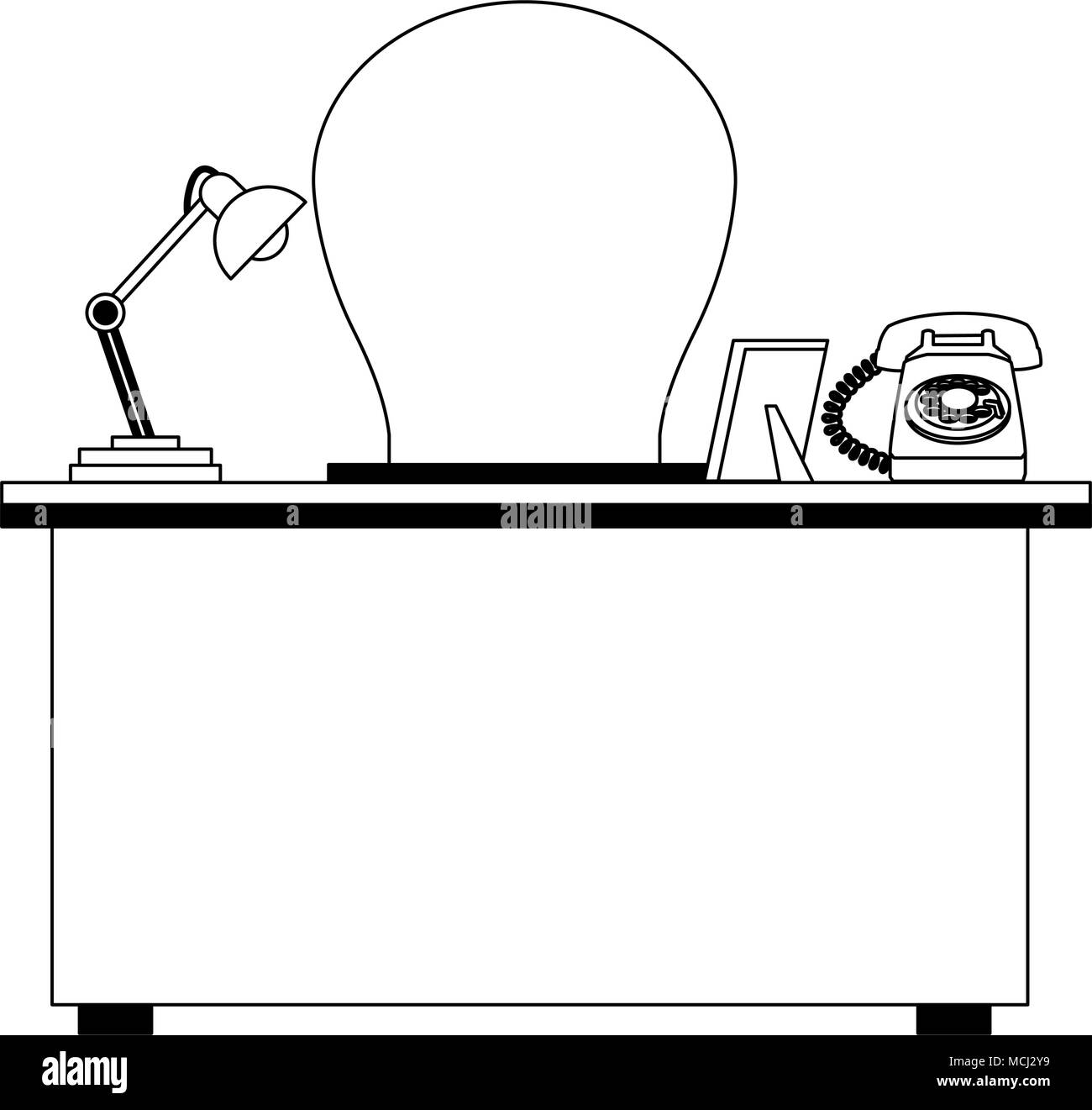Isolated office wit chair and desk on black and white Stock Vector ...