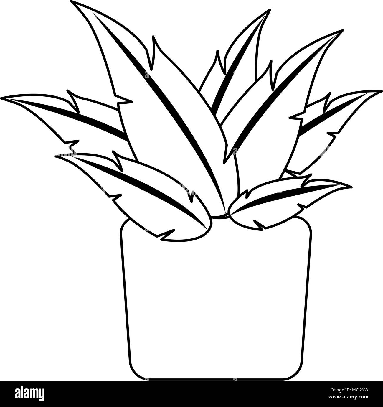 Plant on pot on black and white Stock Vector Image & Art - Alamy