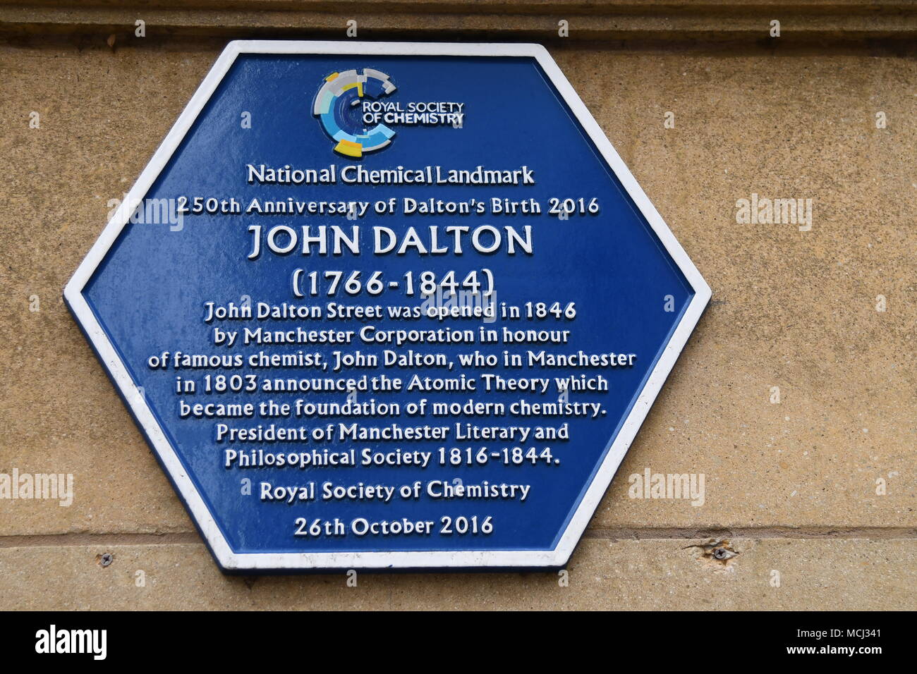 John Dalton plaque Stock Photo