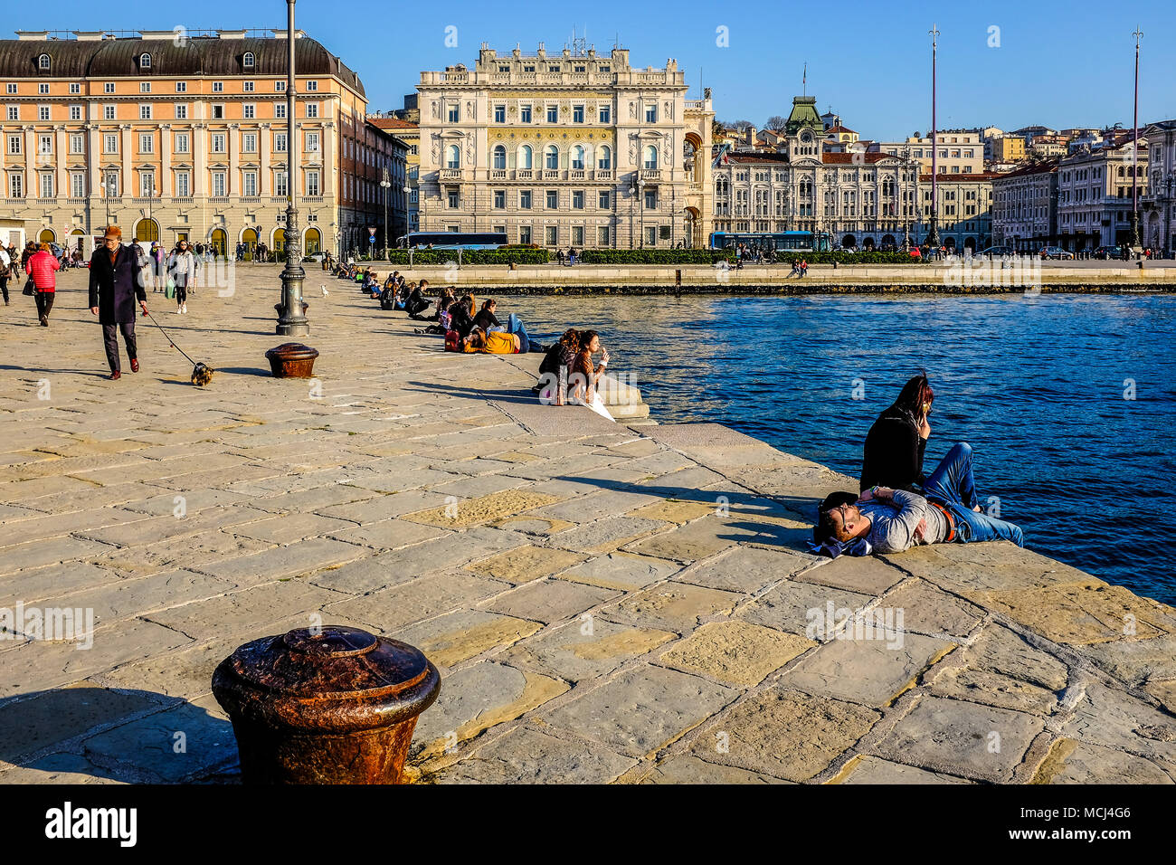 Italia, Friuli Venezia Giulia, Trieste, Molo Audace | Italy, Friuli Venezia Giulia, Trieste, Audace Pier Stock Photo