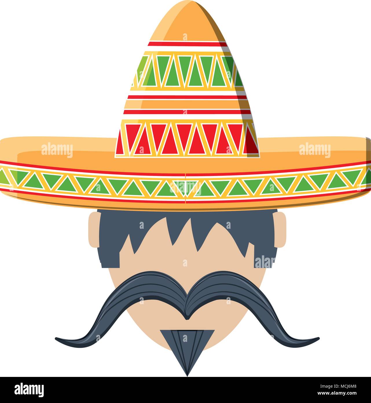 man with mustache and mexican hat icon over white background, vector ...