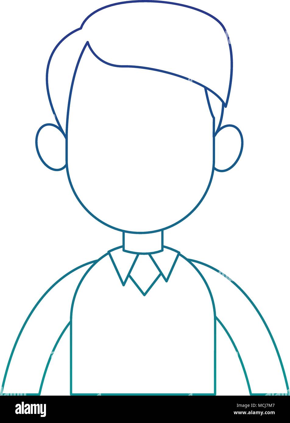 Young man faceless cartoon blue lines Stock Vector