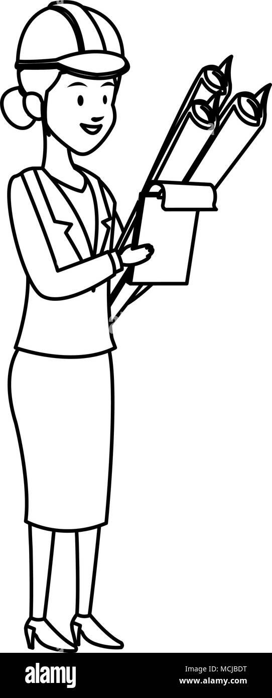 Female architect cartoon on black and white Stock Vector Image & Art