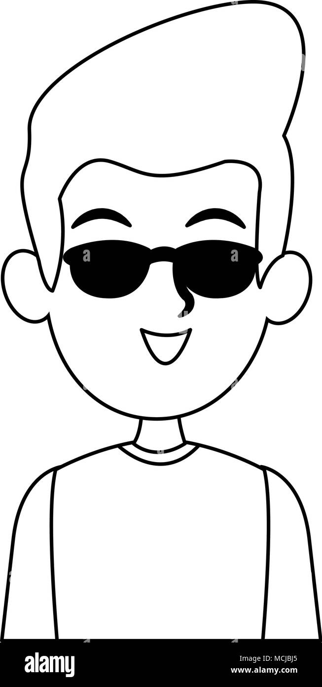 Young man with sunglasses on black and white Stock Vector Image & Art
