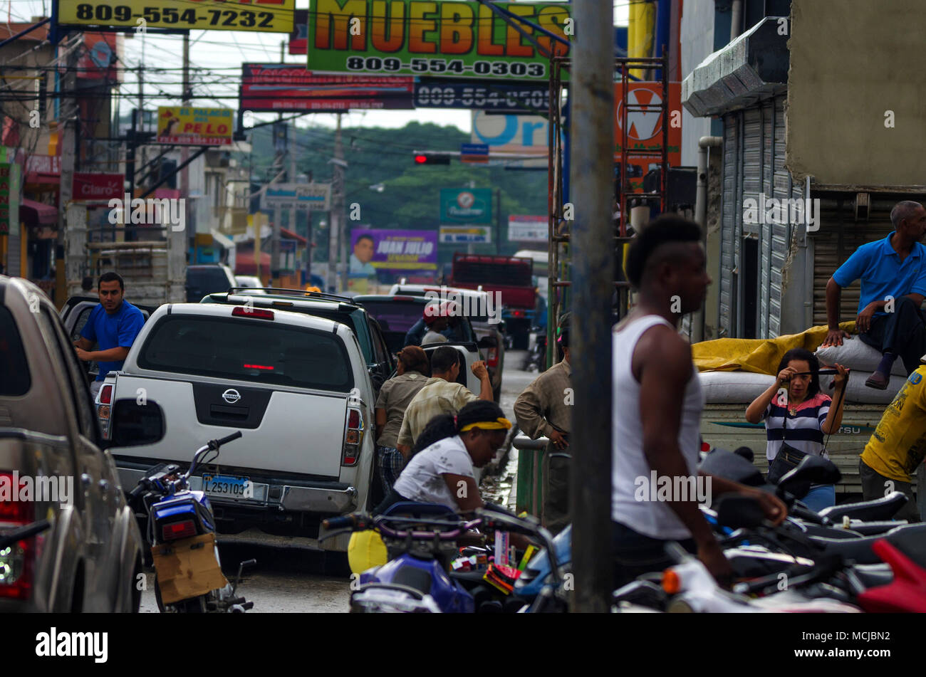 HIGUEY, DOMINICAN REPUBLIC NOVEMBER 1, 2015 Busy street in Higuey, Dominicana Stock Photo Alamy