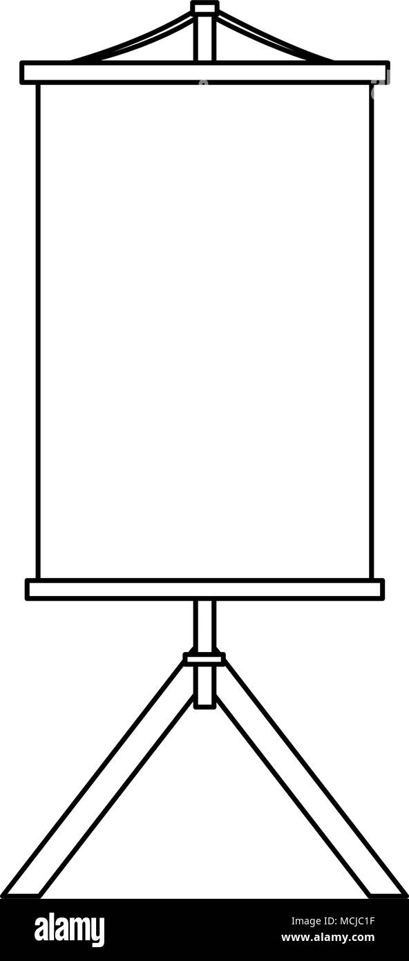 Blank whiteboard isolated on black and white Stock Vector