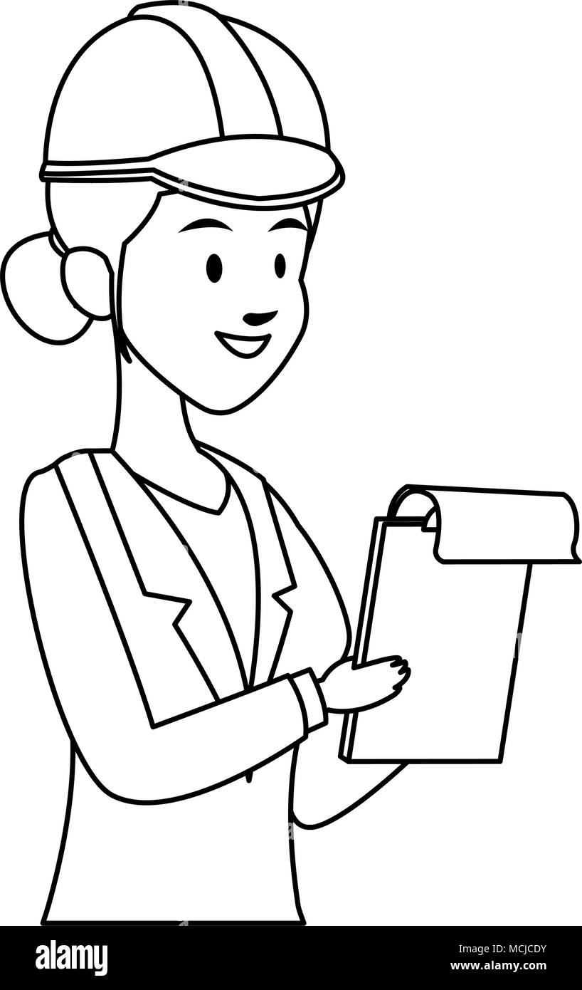 Female architect cartoon on black and white Stock Vector Image & Art - Alamy