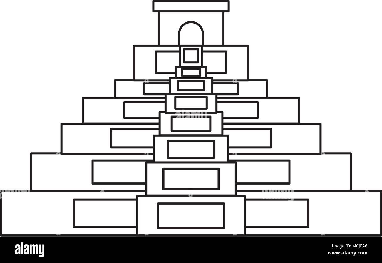 mexican pyramid icon over white background, vector illustration Stock ...