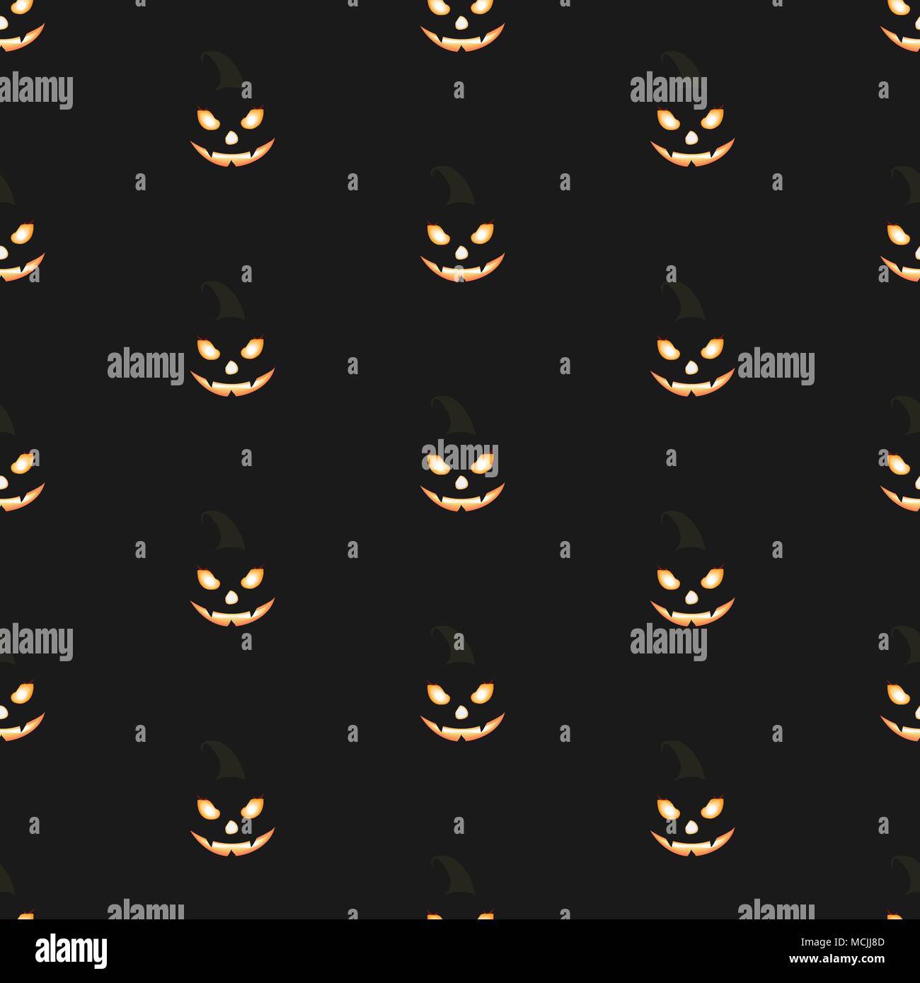 Seamless pattern with Halloween pumpkins with scary stare. Vector ...