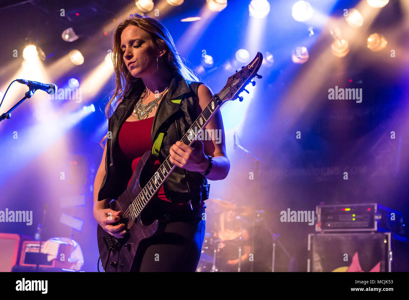 The American women's metal band The Iron Maidens, tribute band of the  British heavy metal band Iron Maiden live in the Schüür Stock Photo - Alamy
