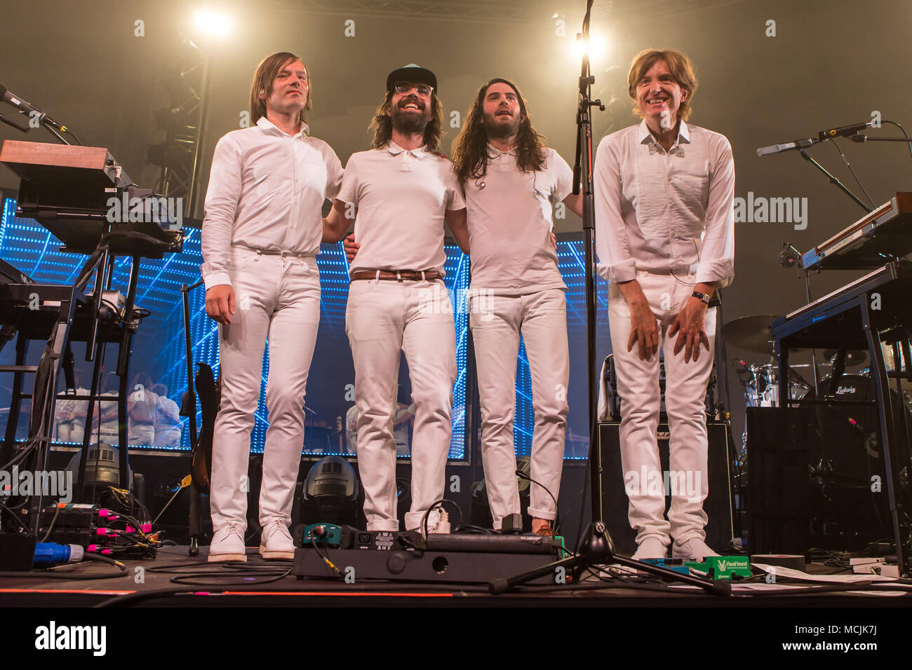 The French synth-pop band Air with guitarist Nicolas Godin and keyboarder  Jean-Benoît Dunckel live at the Blue Balls Festival Stock Photo - Alamy