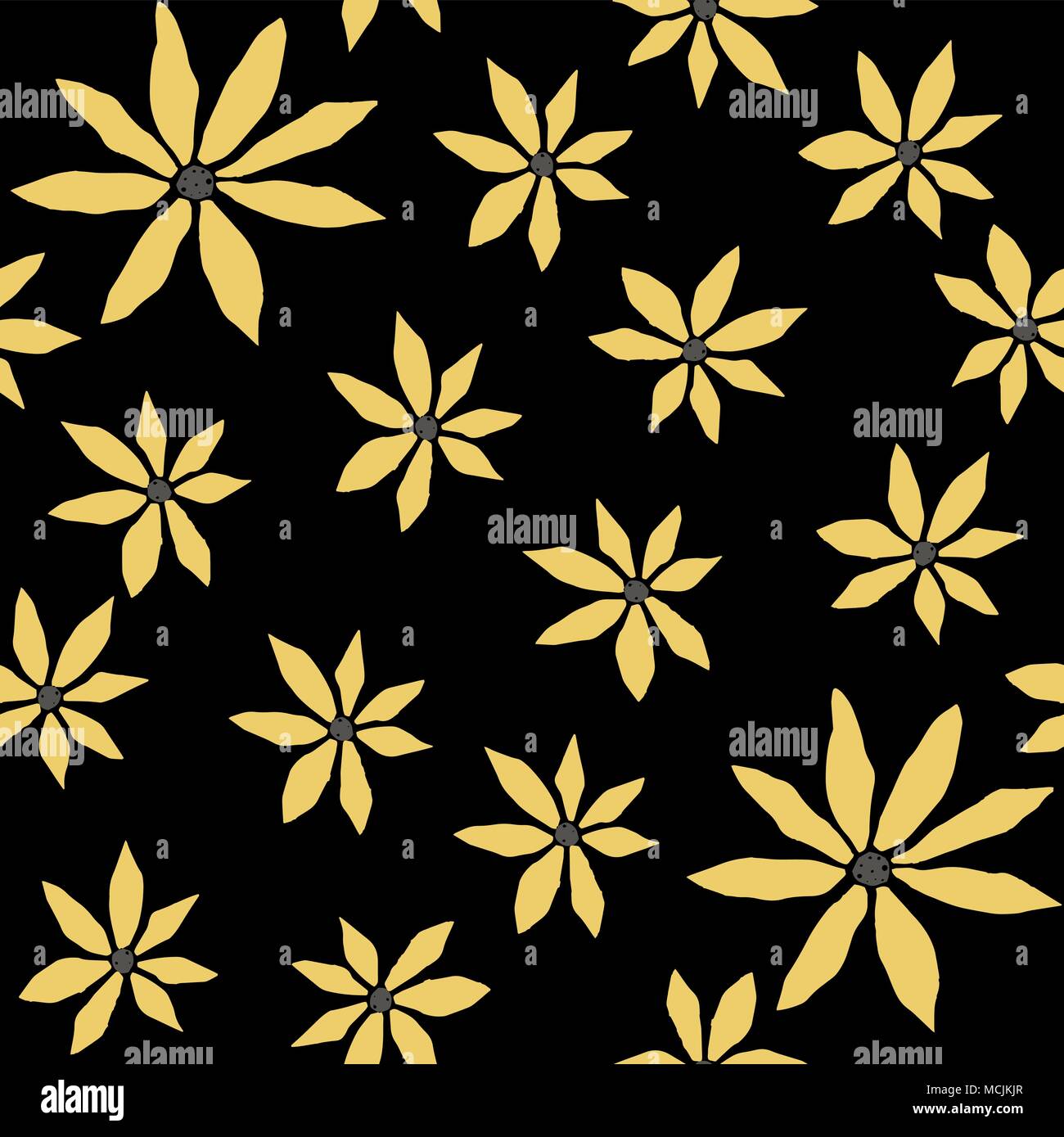 Seamless pattern with colorful yellow flowers. Vector Illustration ...