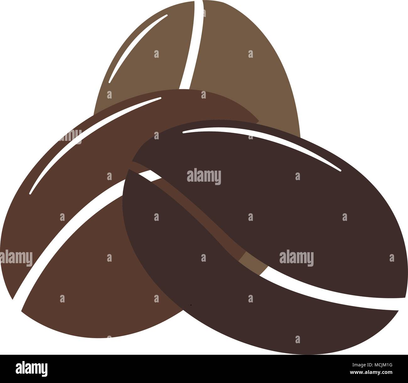 Simple icon with three coffee bean. Flat Design.  Vector Illustration Stock Vector