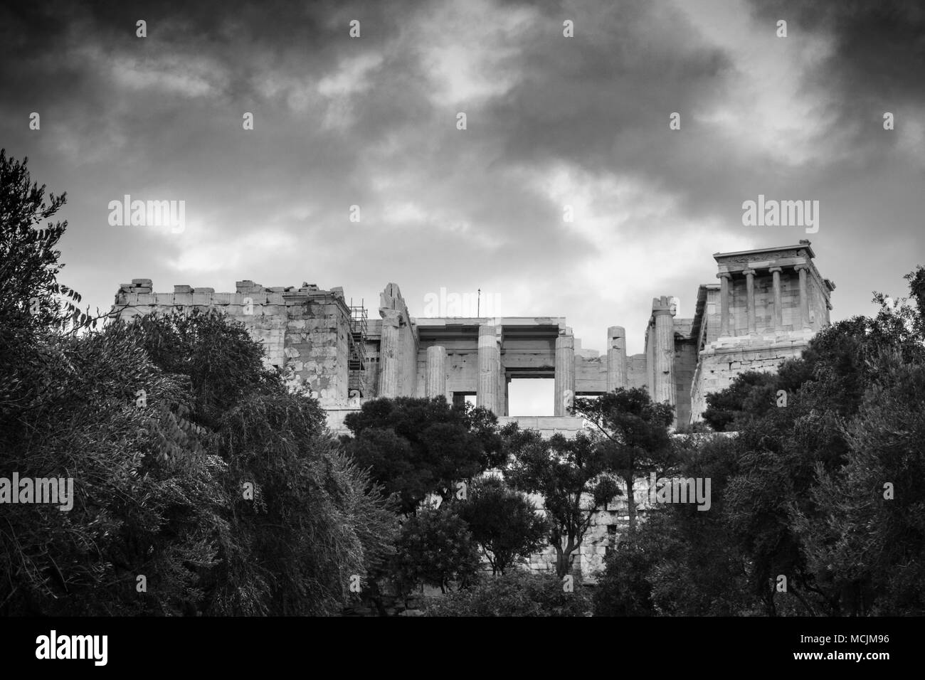 Old ruins of Parthenon on the Acropolis in Athens, Athens, Greece Stock