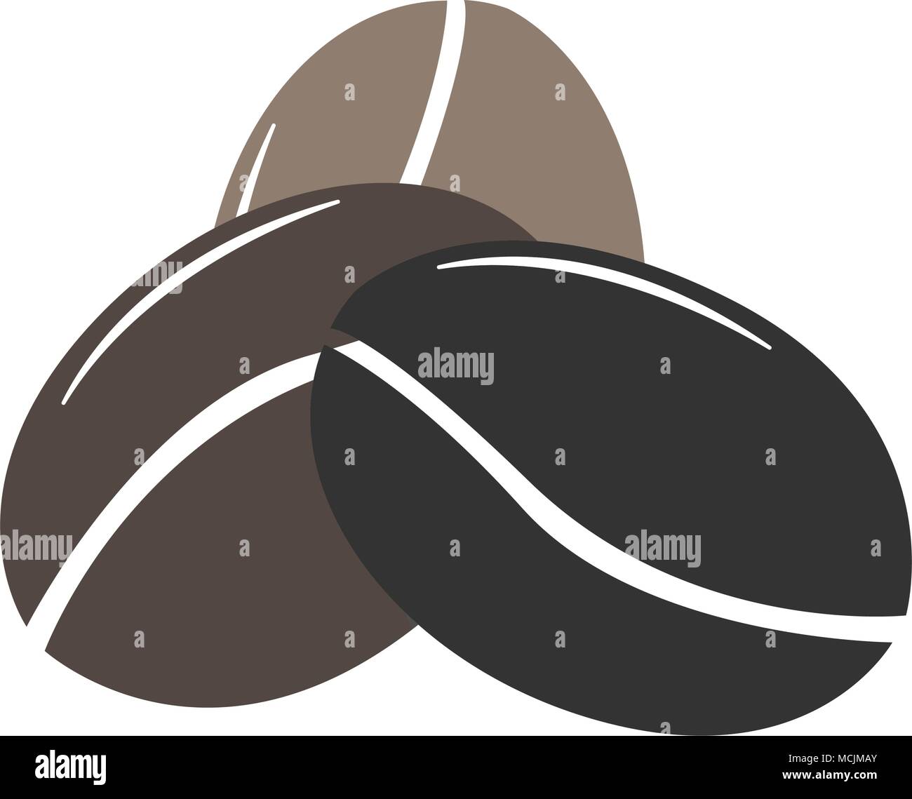 Simple icon with three coffee beans. Colored Icon. Flat Design. Vector Illustration Stock Vector