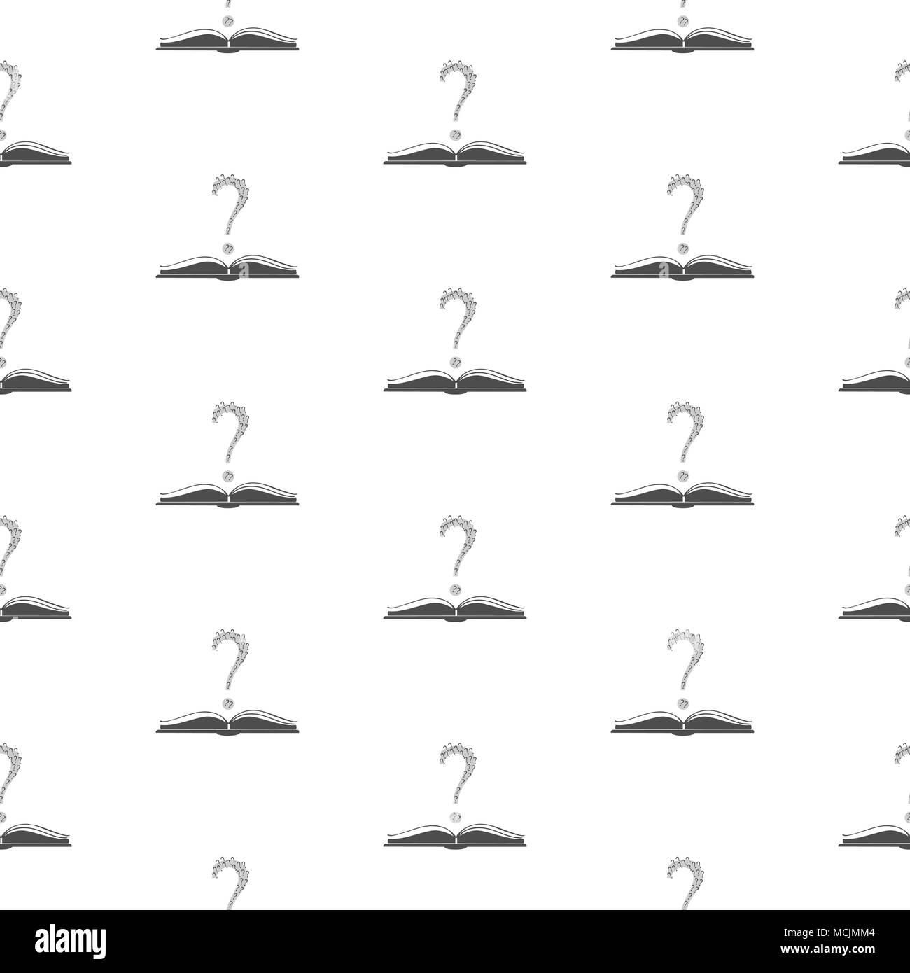 Seamless pattern with question marks above an open book. Great for wall book cover and inside, gift paper, wrapping, textile, etc. Vector Illustration Stock Vector